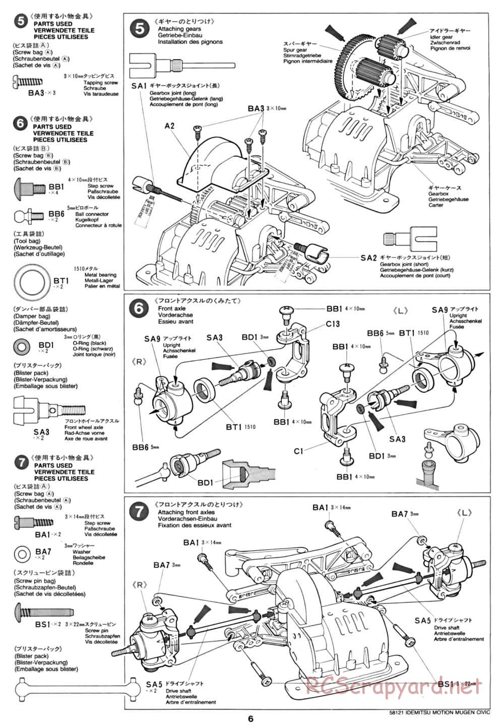 Tamiya - Idemitsu Motion Mugen Civic - FF-01 Chassis - Manual - Page 6