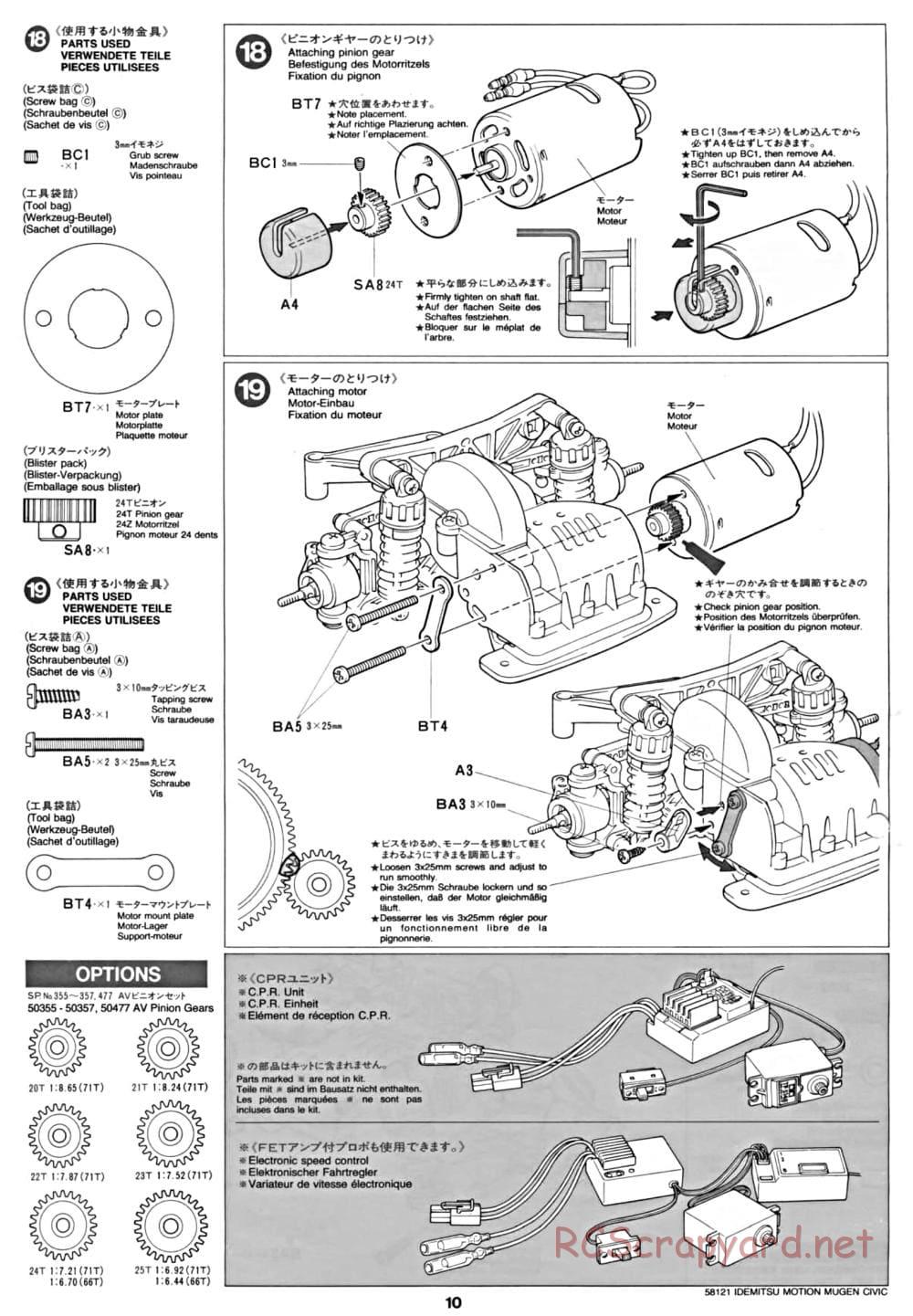Tamiya - Idemitsu Motion Mugen Civic - FF-01 Chassis - Manual - Page 10