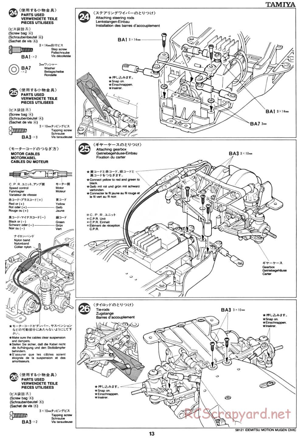 Tamiya - Idemitsu Motion Mugen Civic - FF-01 Chassis - Manual - Page 13