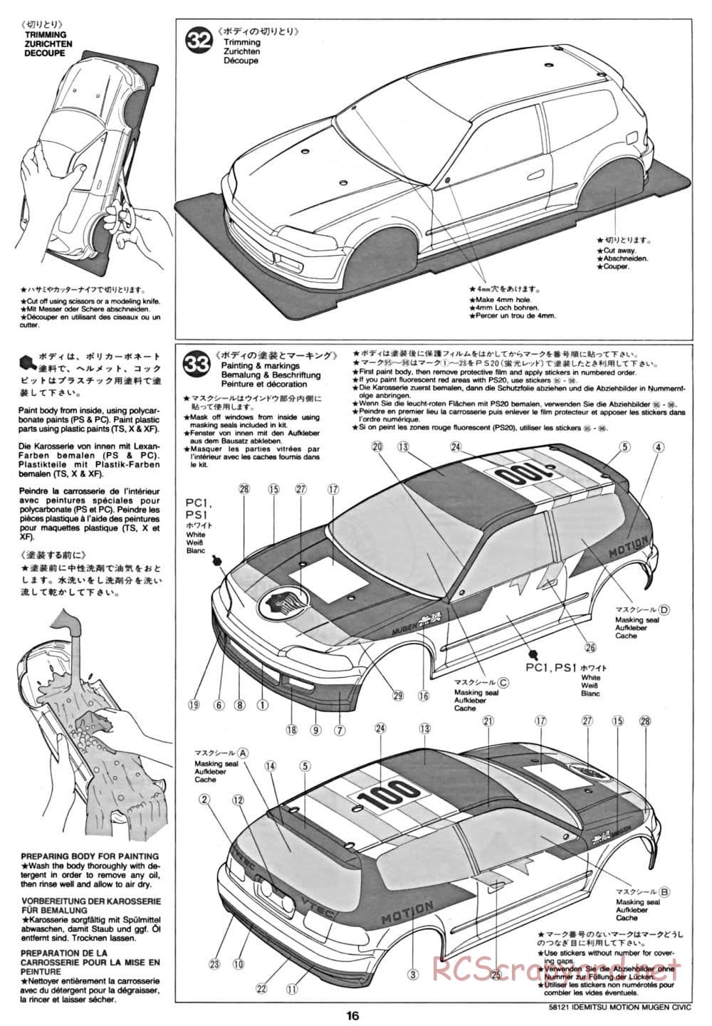 Tamiya - Idemitsu Motion Mugen Civic - FF-01 Chassis - Manual - Page 16