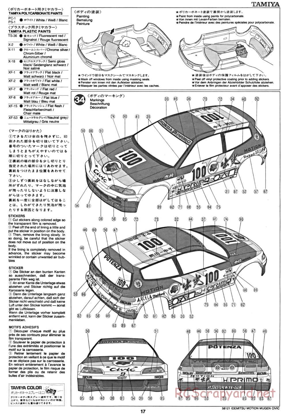 Tamiya - Idemitsu Motion Mugen Civic - FF-01 Chassis - Manual - Page 17