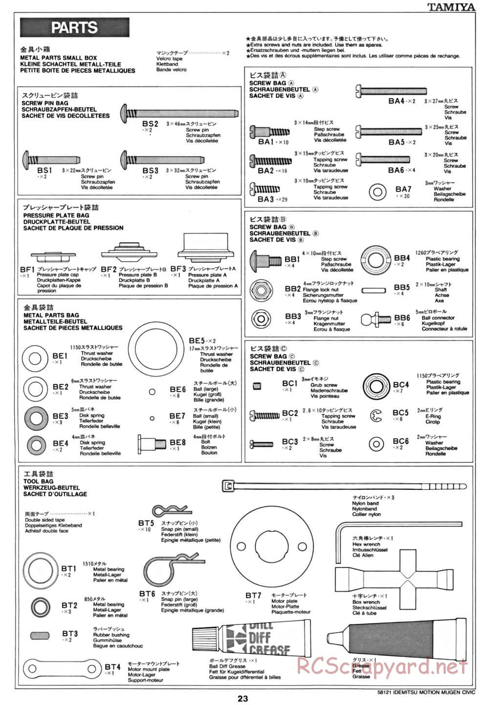 Tamiya - Idemitsu Motion Mugen Civic - FF-01 Chassis - Manual - Page 23