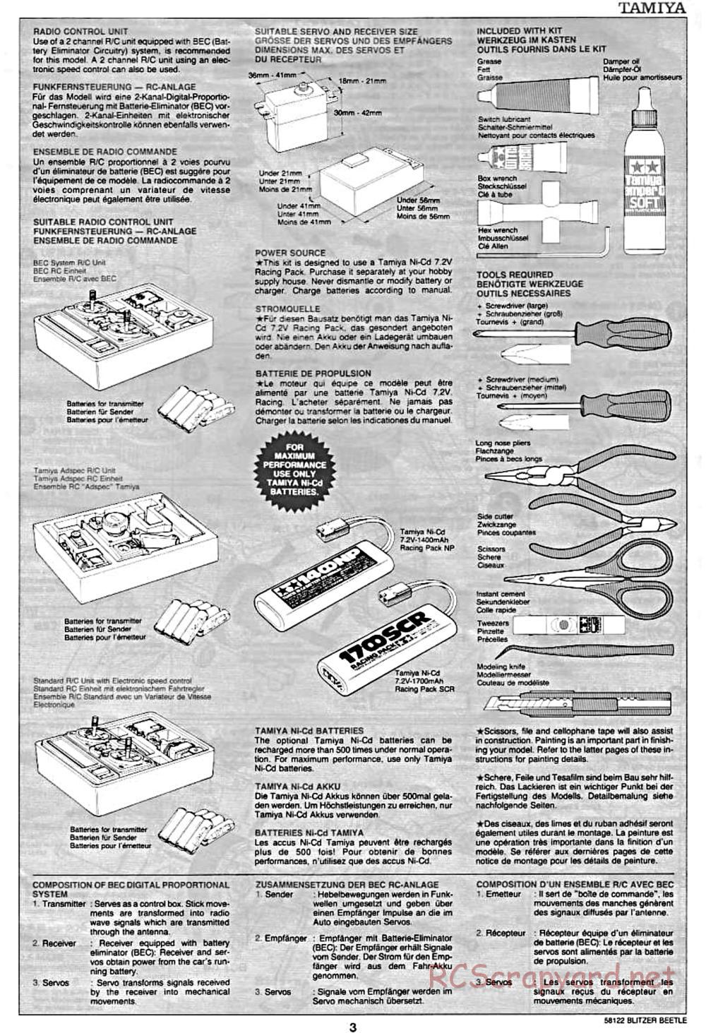 Tamiya - Blitzer Beetle Chassis - Manual - Page 3