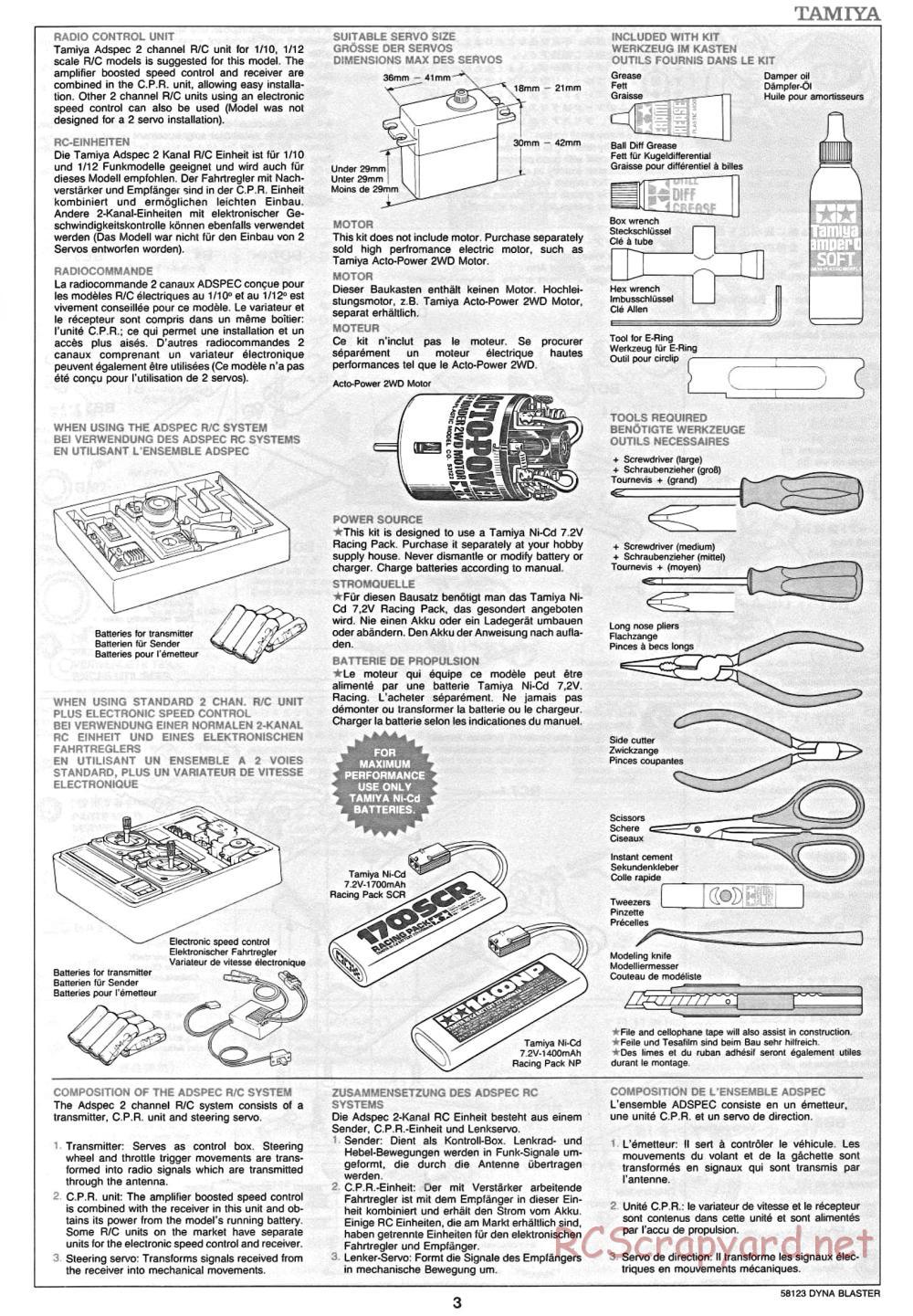 Tamiya - Dyna Blaster Chassis - Manual - Page 3