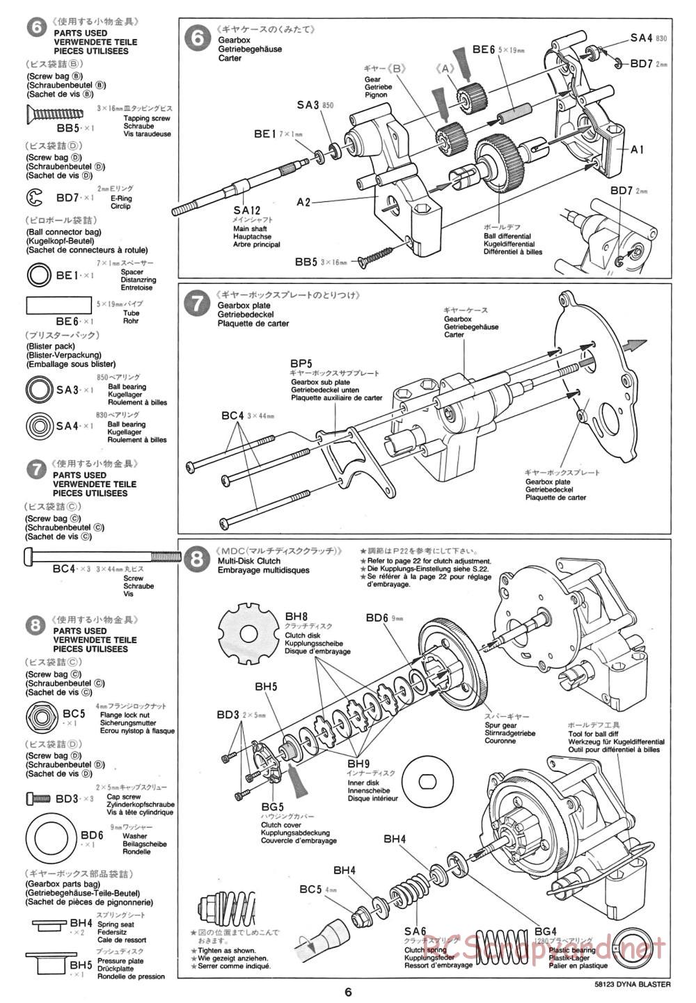Tamiya - Dyna Blaster Chassis - Manual - Page 6