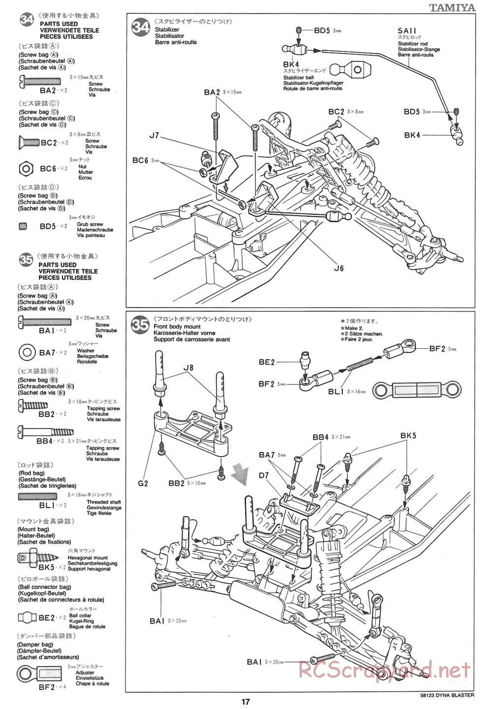 Tamiya - Dyna Blaster Chassis - Manual - Page 17