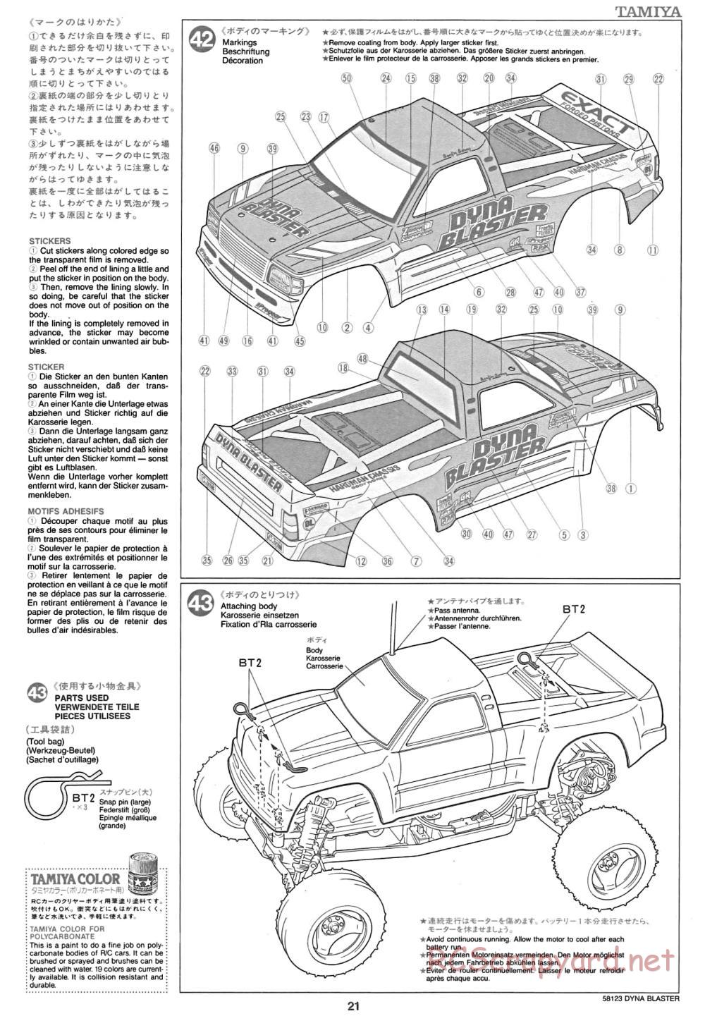Tamiya - Dyna Blaster Chassis - Manual - Page 21