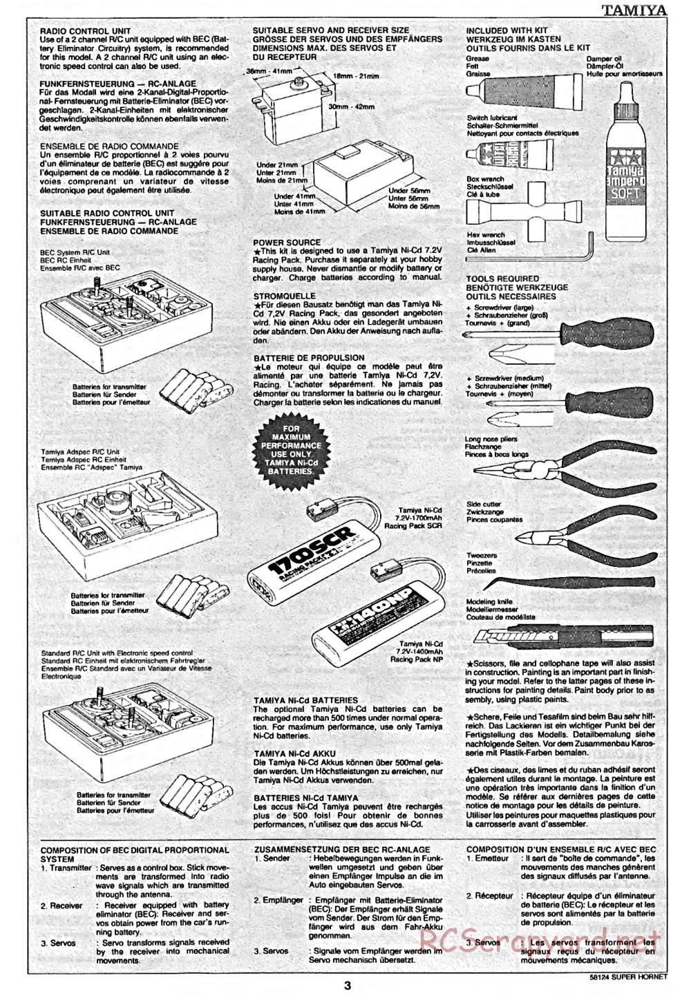 Tamiya - Super Hornet Chassis - Manual - Page 3