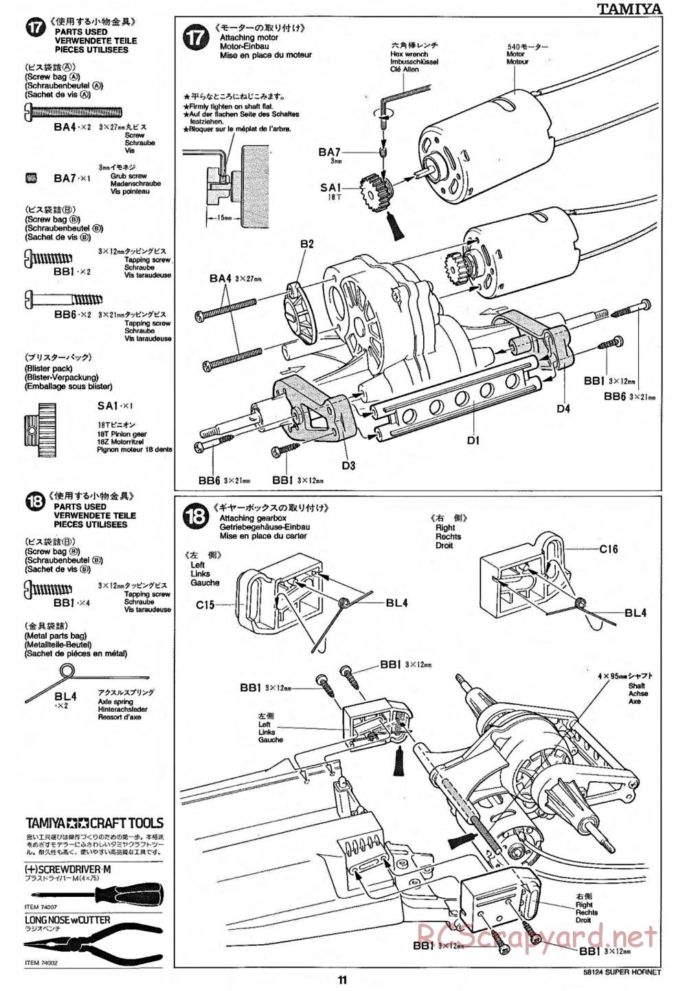 Tamiya - Super Hornet Chassis - Manual - Page 11