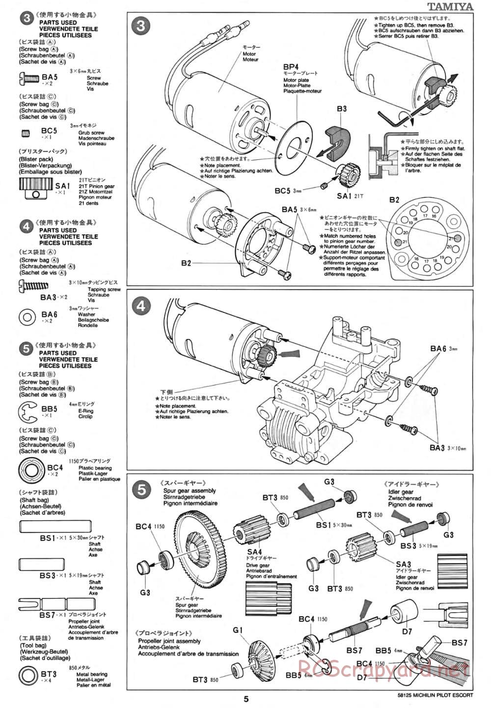 Tamiya - Michelin Pilot Ford Escort RS Cosworth - TA-01 Chassis - Manual - Page 5