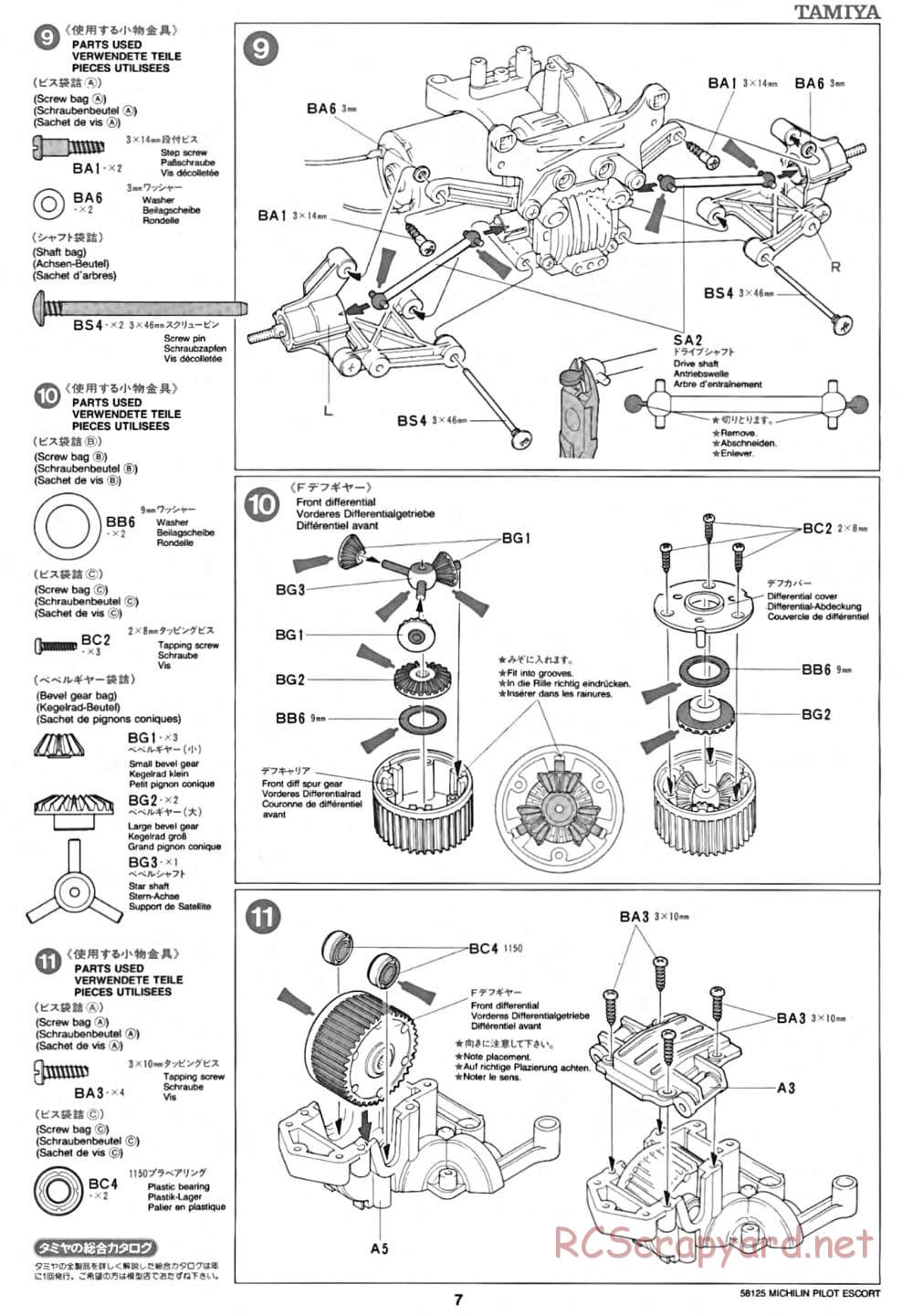 Tamiya - Michelin Pilot Ford Escort RS Cosworth - TA-01 Chassis - Manual - Page 7