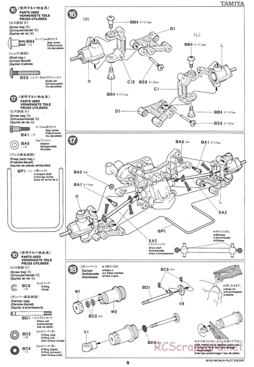 Tamiya - Michelin Pilot Ford Escort RS Cosworth - TA-01 Chassis - Manual - Page 9