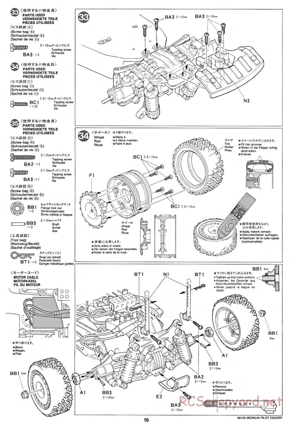 Tamiya - Michelin Pilot Ford Escort RS Cosworth - TA-01 Chassis - Manual - Page 16