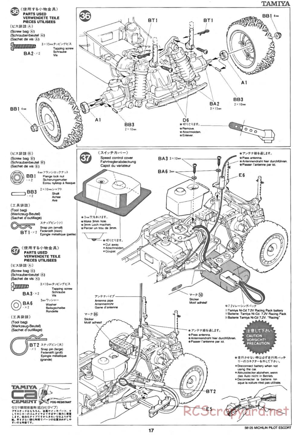 Tamiya - Michelin Pilot Ford Escort RS Cosworth - TA-01 Chassis - Manual - Page 17