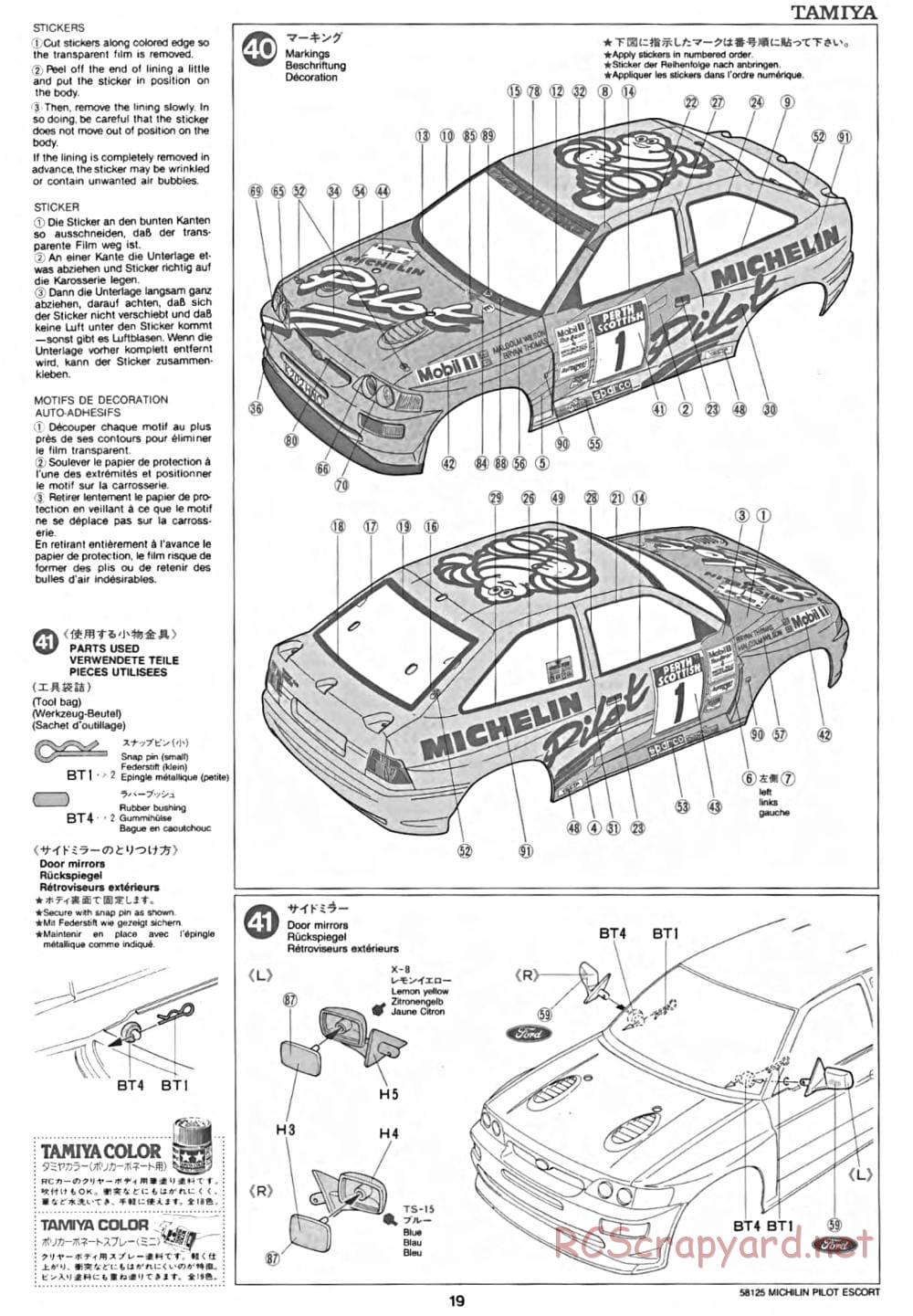 Tamiya - Michelin Pilot Ford Escort RS Cosworth - TA-01 Chassis - Manual - Page 20