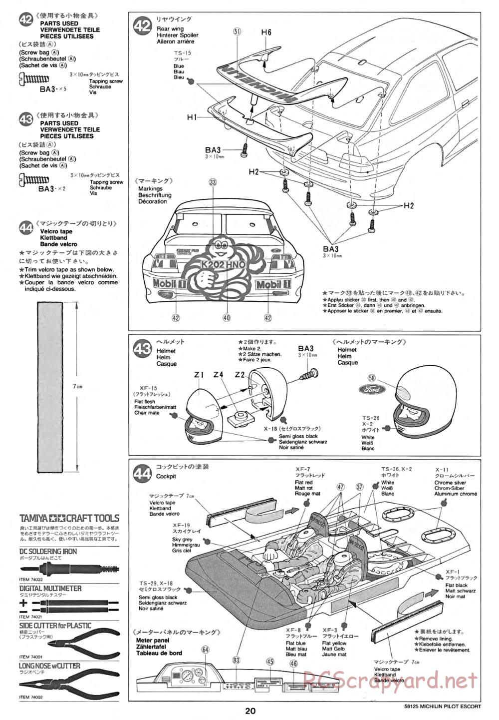 Tamiya - Michelin Pilot Ford Escort RS Cosworth - TA-01 Chassis - Manual - Page 21