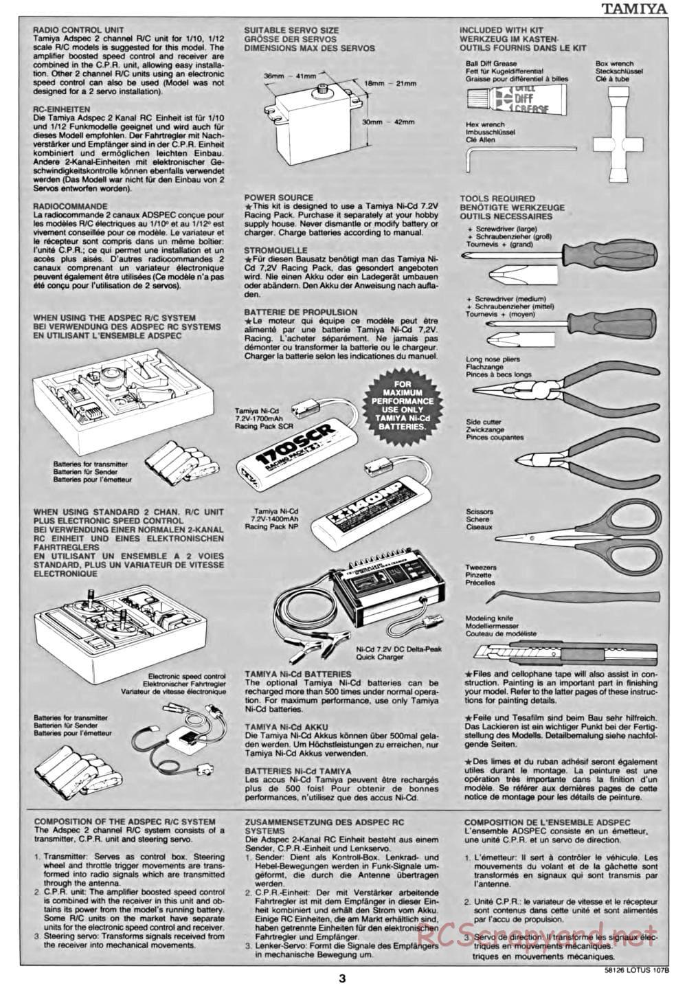 Tamiya - Lotus 107B Ford - F103 Chassis - Manual - Page 3