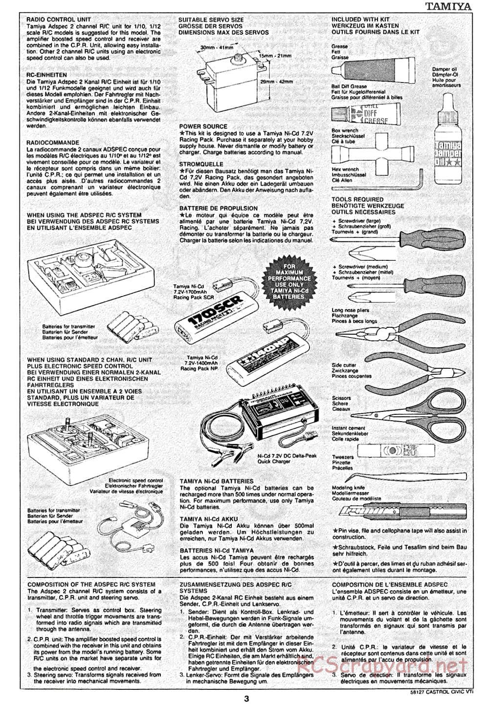 Tamiya - Castrol Honda Civic VTi - FF-01 Chassis - Manual - Page 3