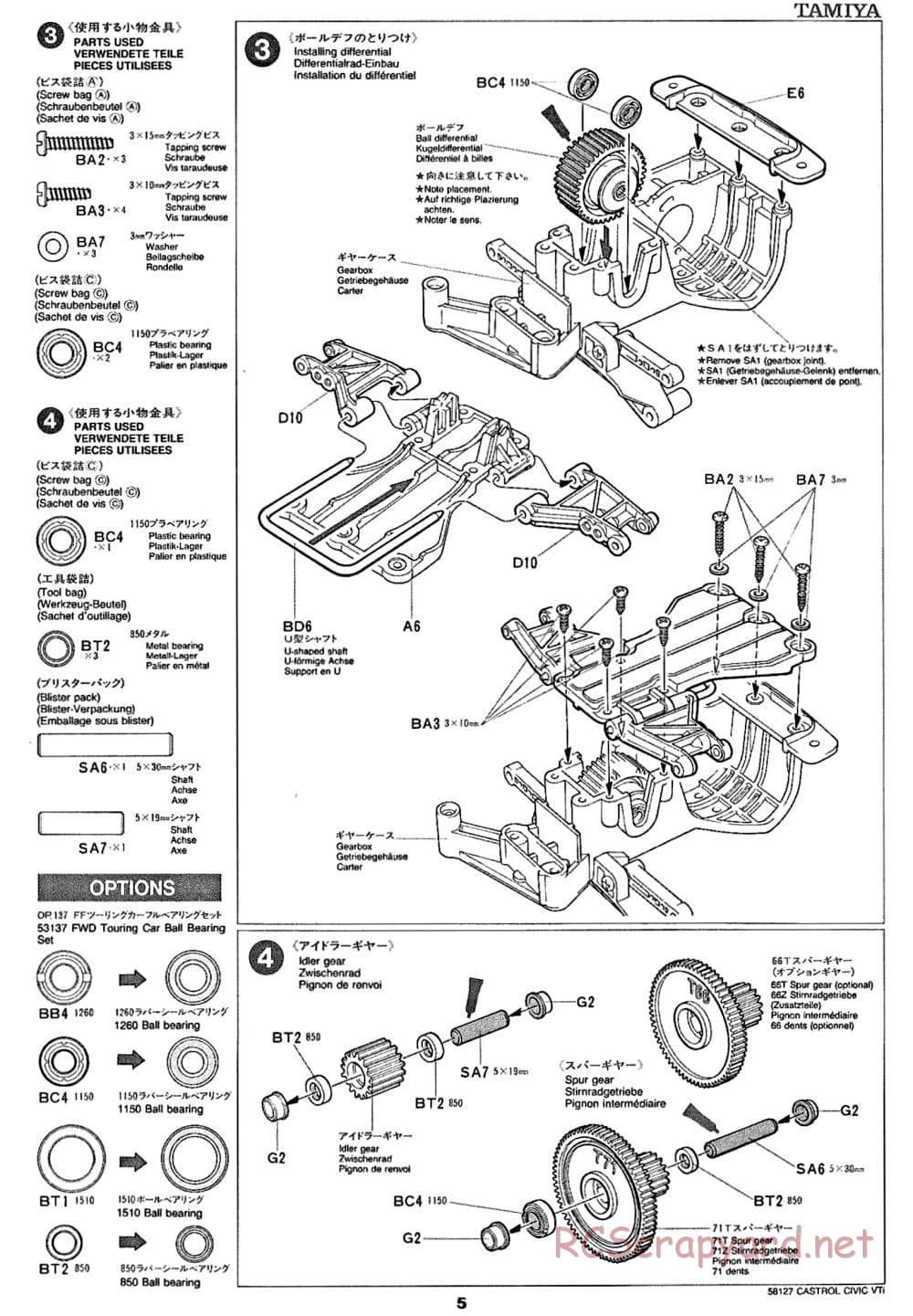 Tamiya - Castrol Honda Civic VTi - FF-01 Chassis - Manual - Page 5