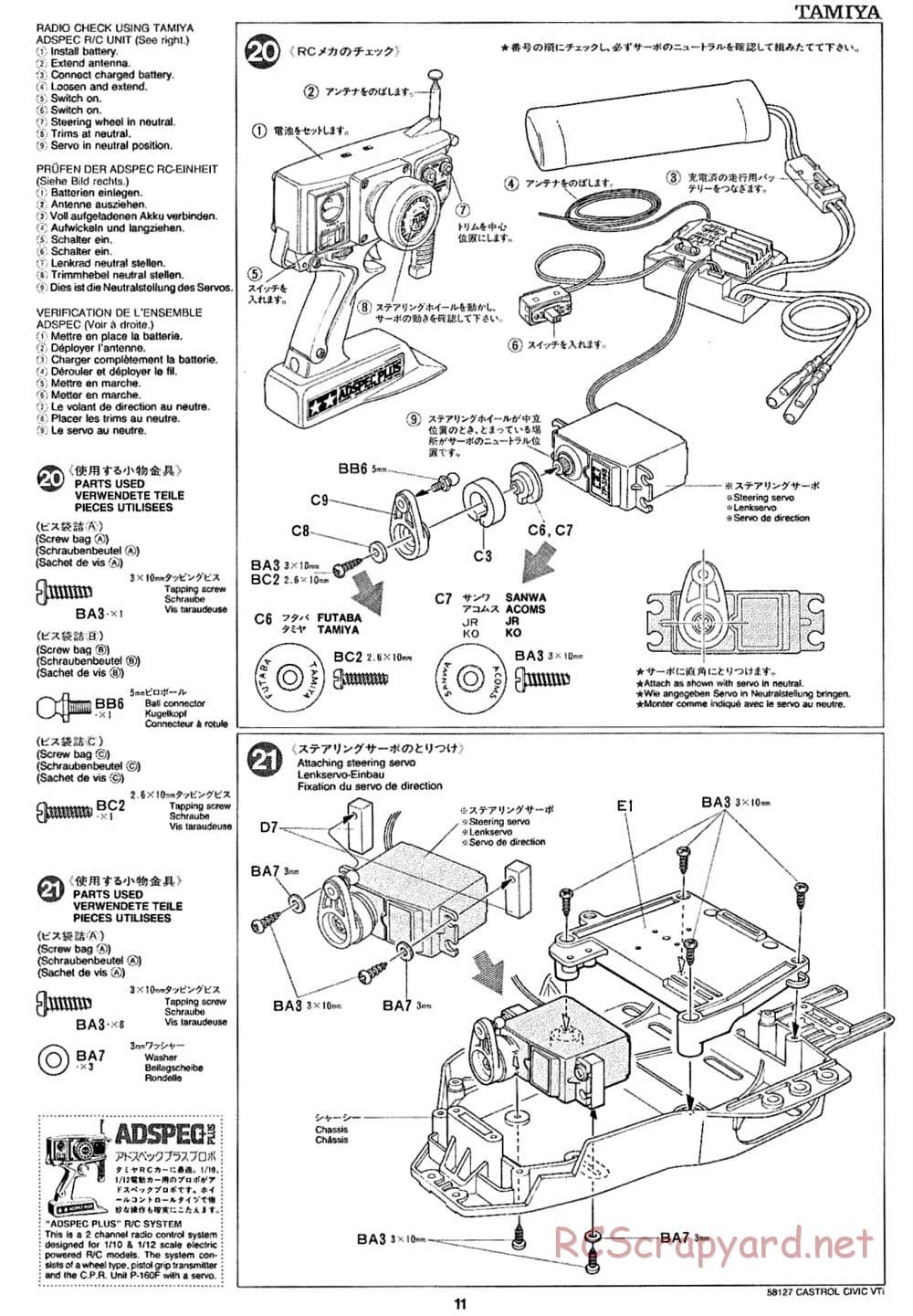 Tamiya - Castrol Honda Civic VTi - FF-01 Chassis - Manual - Page 11