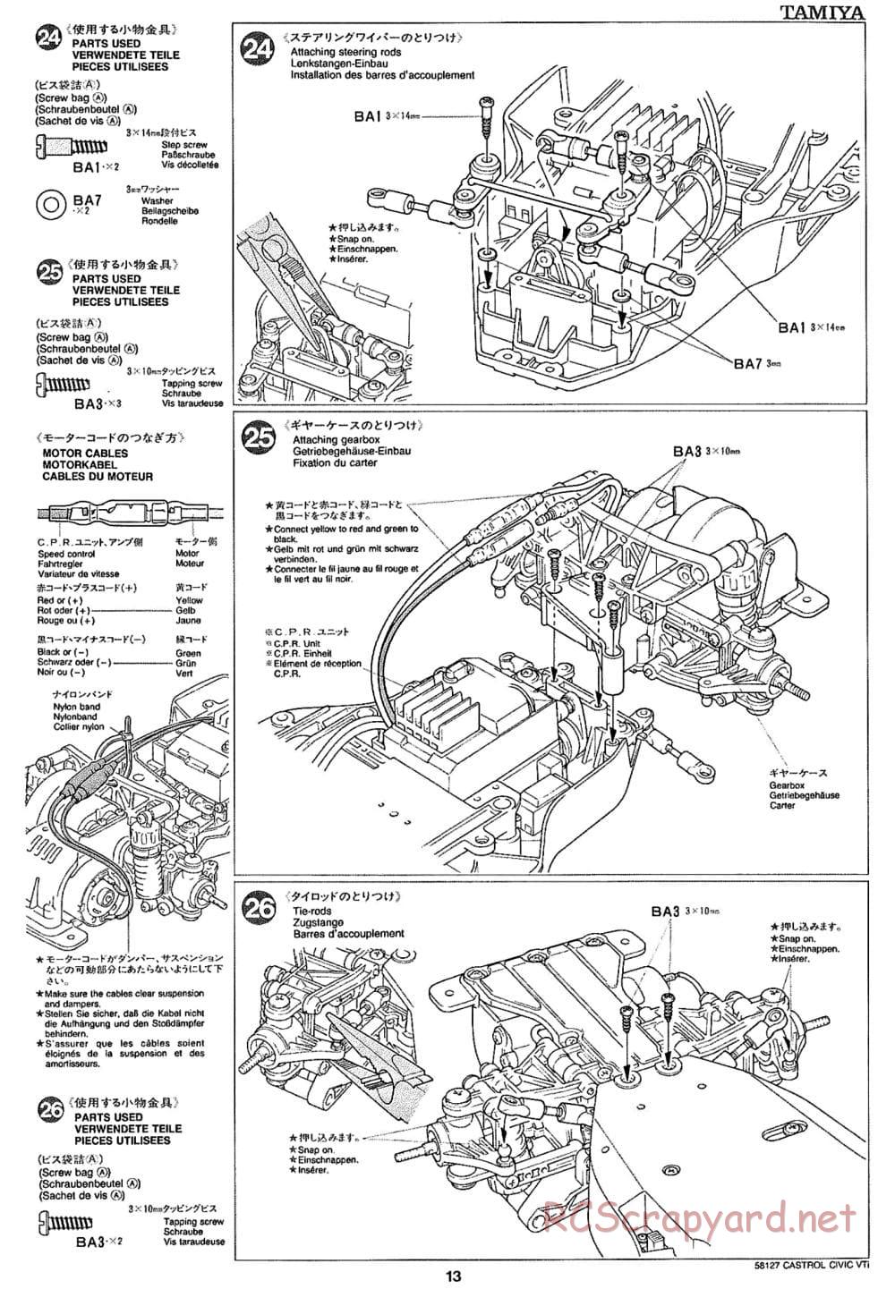 Tamiya - Castrol Honda Civic VTi - FF-01 Chassis - Manual - Page 13
