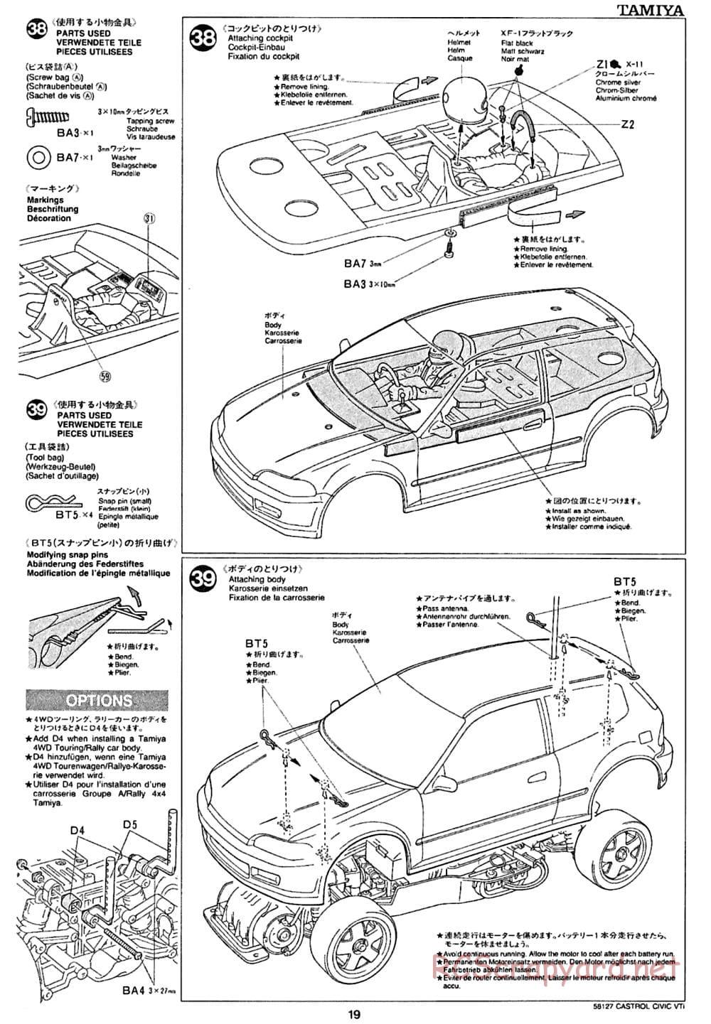 Tamiya - Castrol Honda Civic VTi - FF-01 Chassis - Manual - Page 19