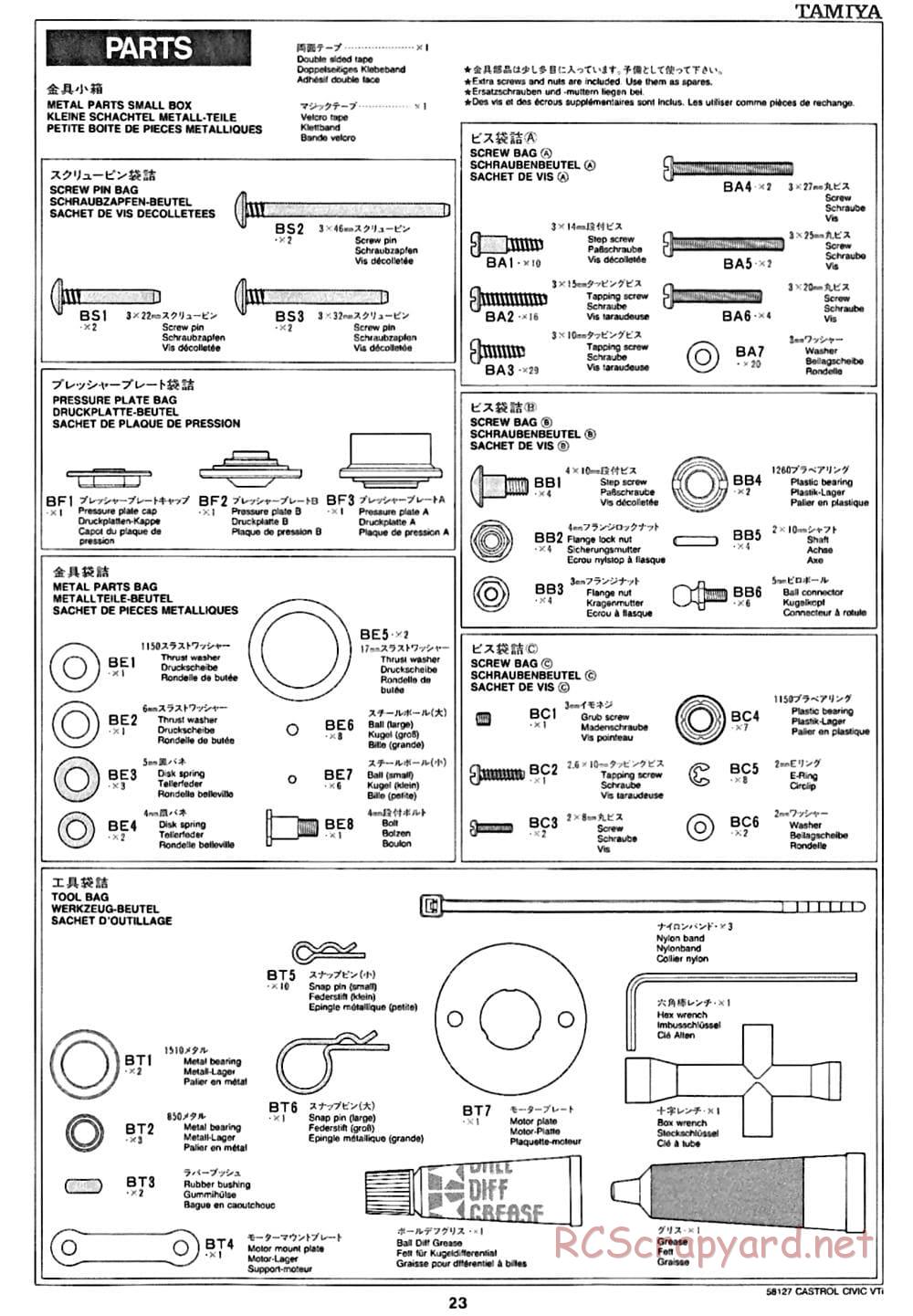 Tamiya - Castrol Honda Civic VTi - FF-01 Chassis - Manual - Page 23