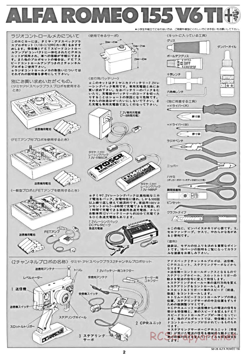 Tamiya - Alfa Romeo 155 V6 TI - TA-02 Chassis - Manual - Page 2