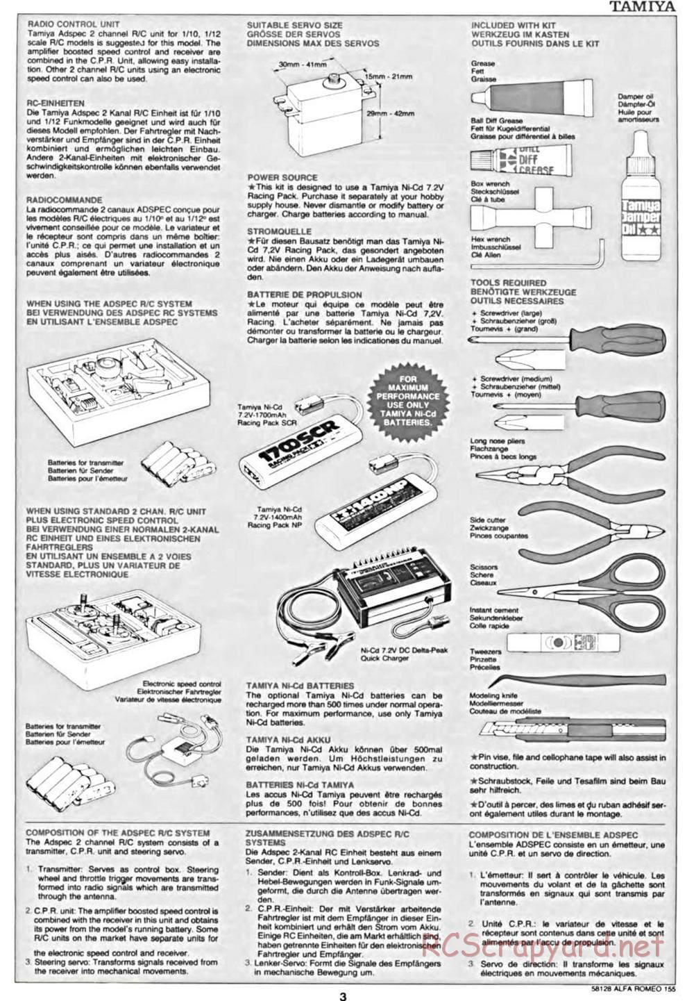 Tamiya - Alfa Romeo 155 V6 TI - TA-02 Chassis - Manual - Page 3