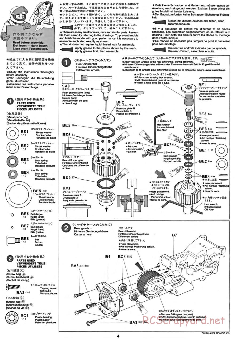 Tamiya - Alfa Romeo 155 V6 TI - TA-02 Chassis - Manual - Page 4