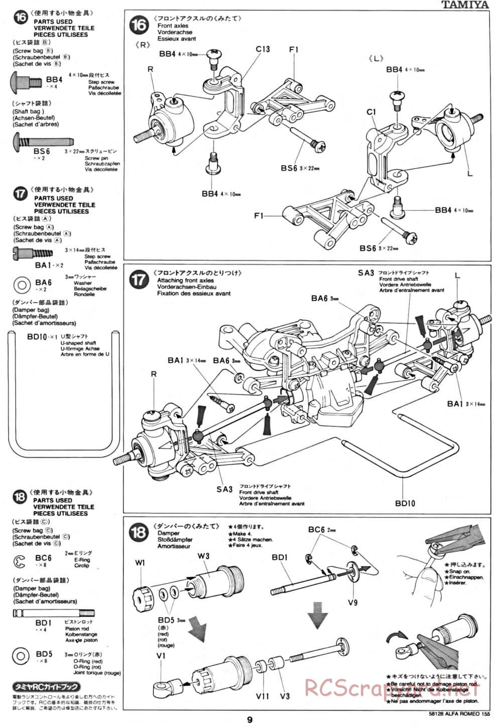 Tamiya - Alfa Romeo 155 V6 TI - TA-02 Chassis - Manual - Page 9