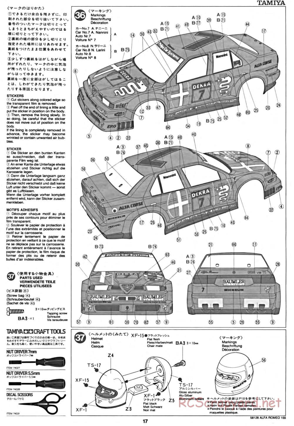 Tamiya - Alfa Romeo 155 V6 TI - TA-02 Chassis - Manual - Page 17