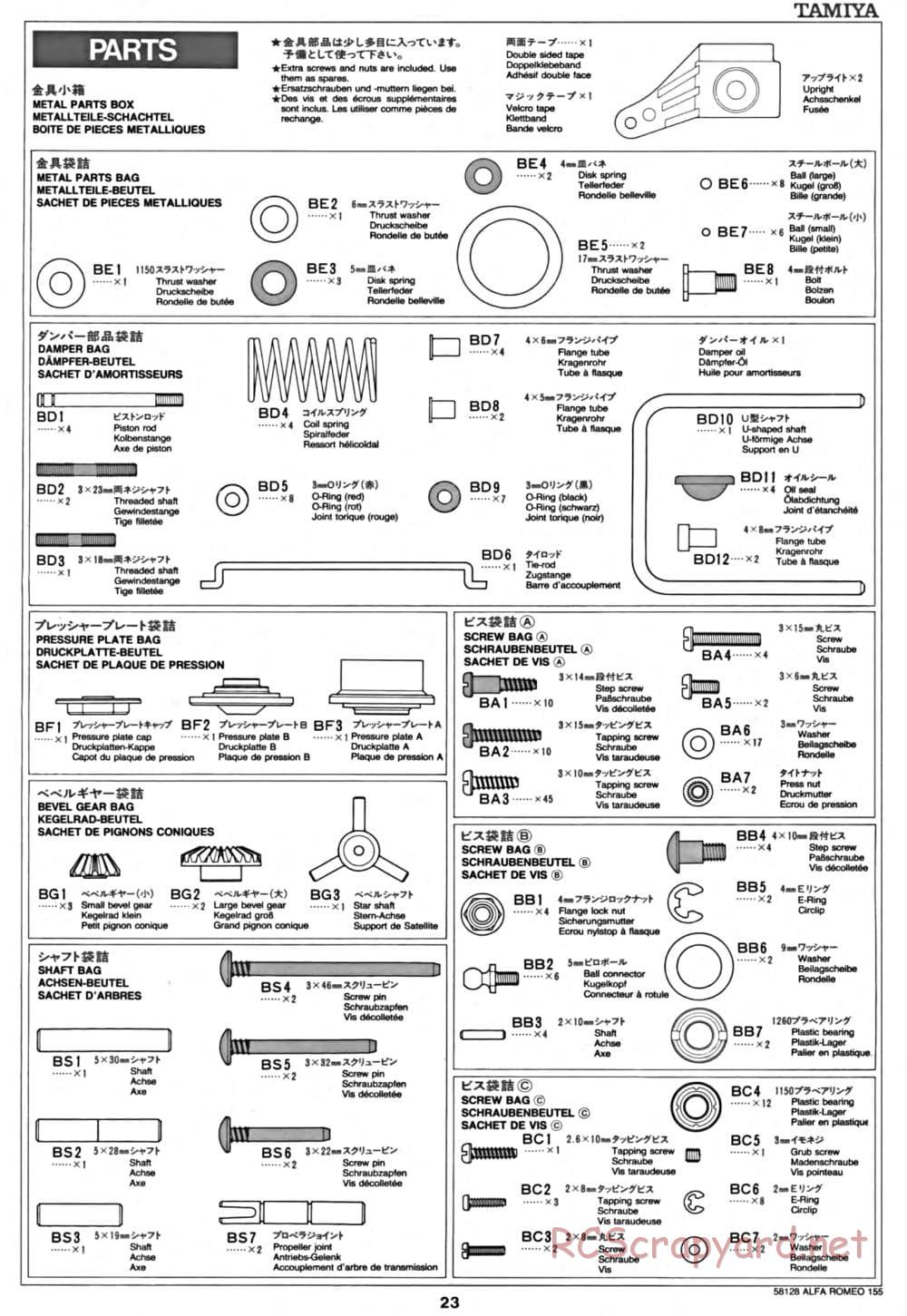 Tamiya - Alfa Romeo 155 V6 TI - TA-02 Chassis - Manual - Page 23