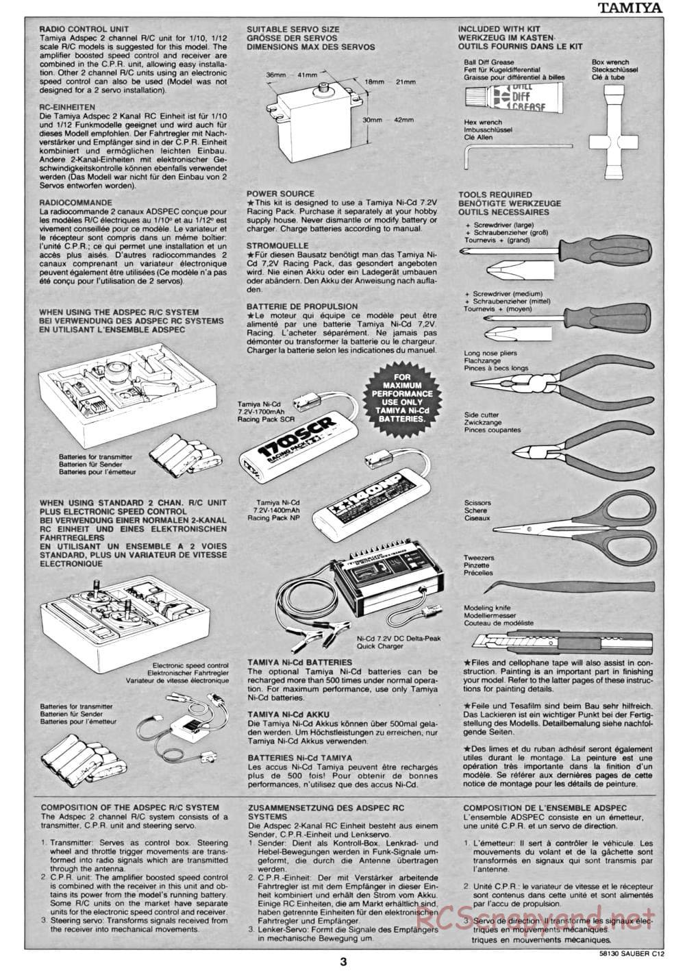 Tamiya - Sauber C12 - F103 Chassis - Manual - Page 3