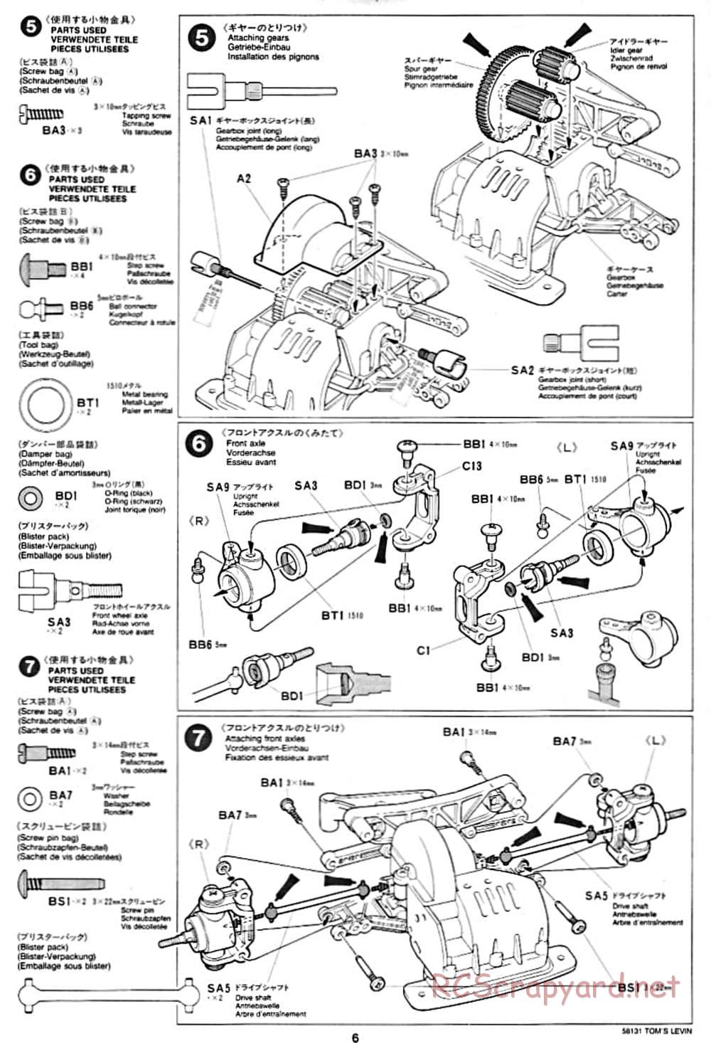 Tamiya - Toyota Tom's Levin - FF-01 Chassis - Manual - Page 6