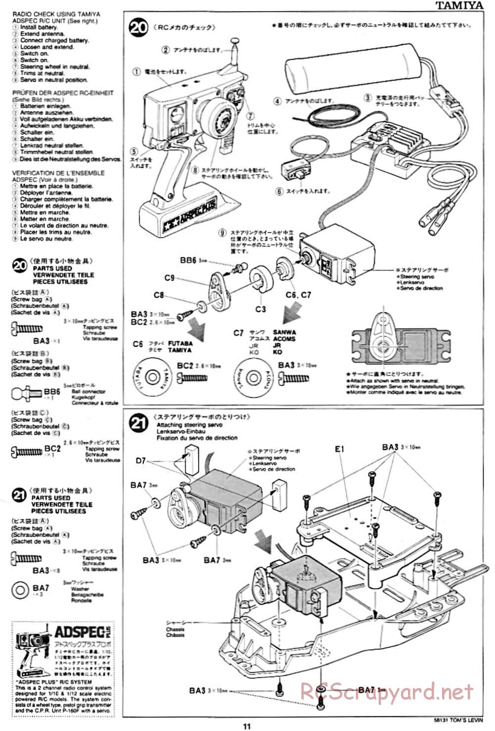 Tamiya - Toyota Tom's Levin - FF-01 Chassis - Manual - Page 11