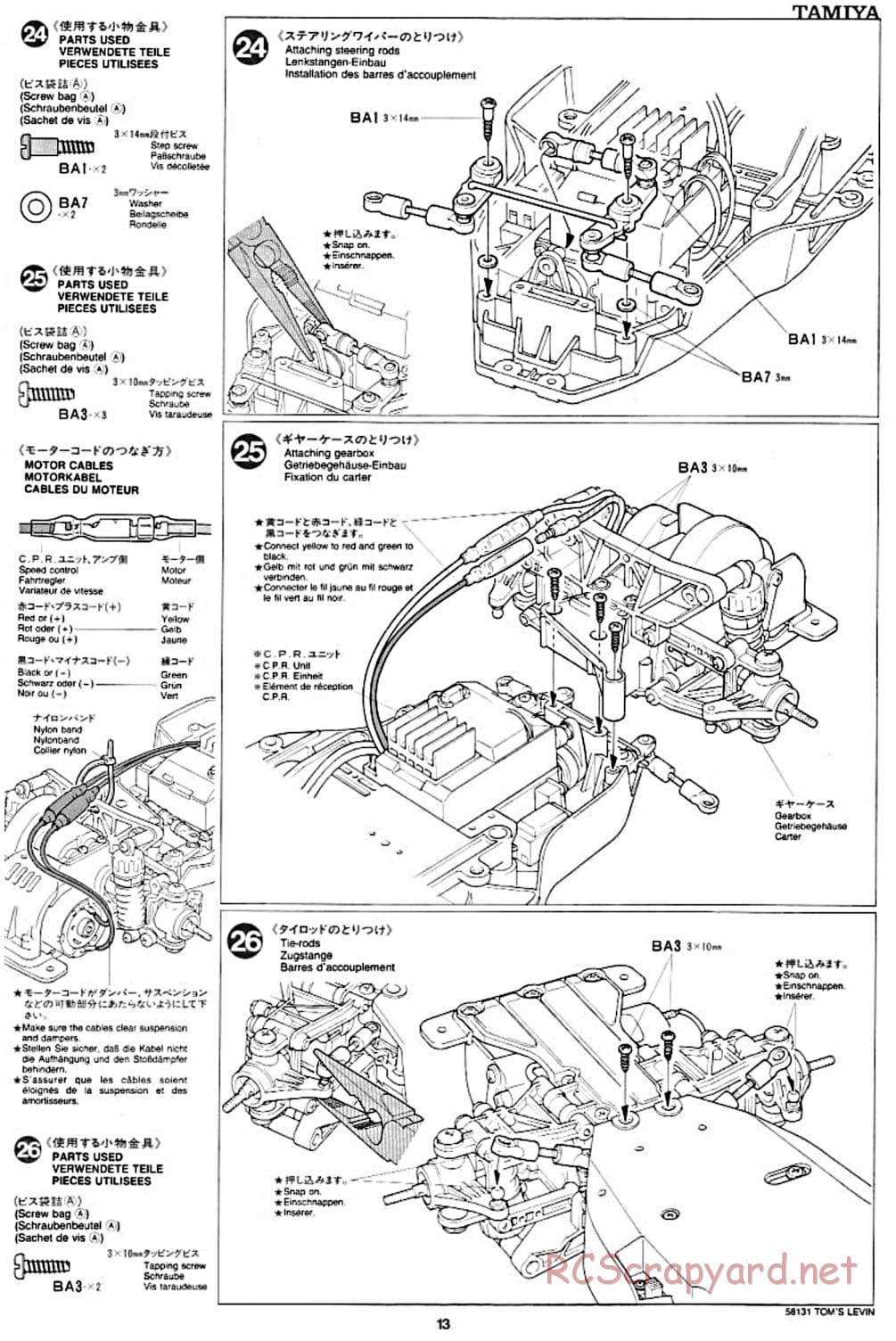 Tamiya - Toyota Tom's Levin - FF-01 Chassis - Manual - Page 13