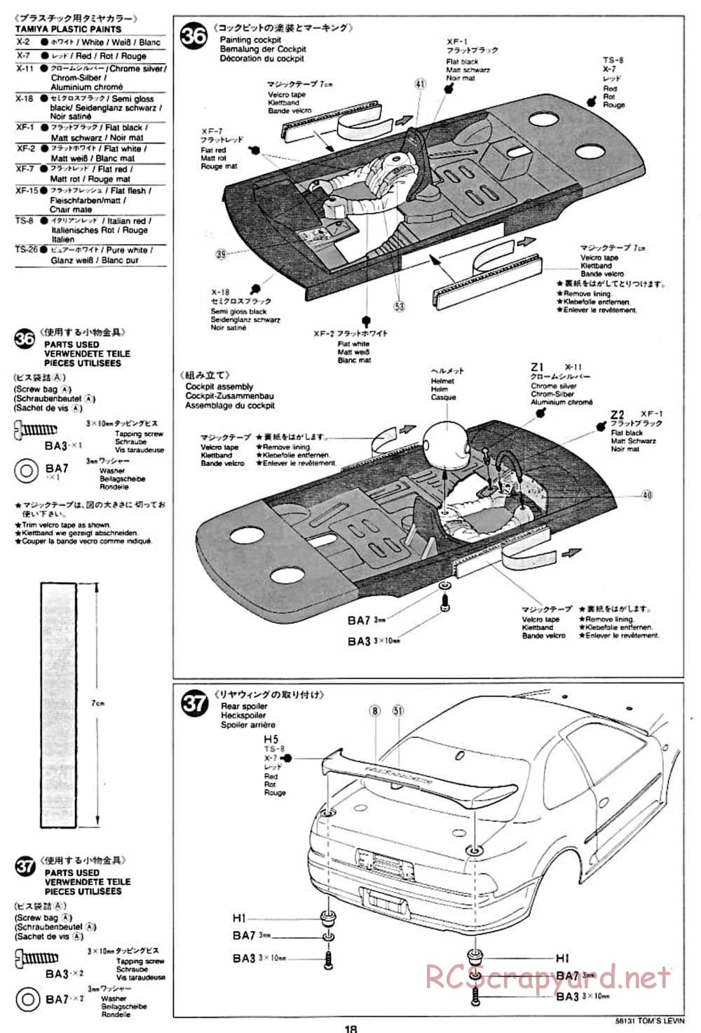 Tamiya - Toyota Tom's Levin - FF-01 Chassis - Manual - Page 18