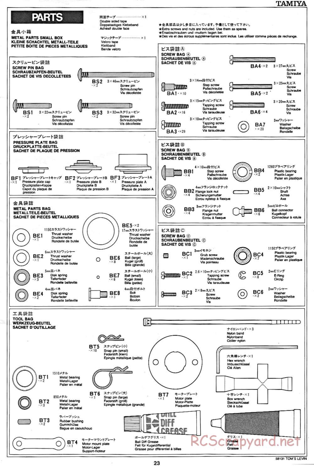 Tamiya - Toyota Tom's Levin - FF-01 Chassis - Manual - Page 23