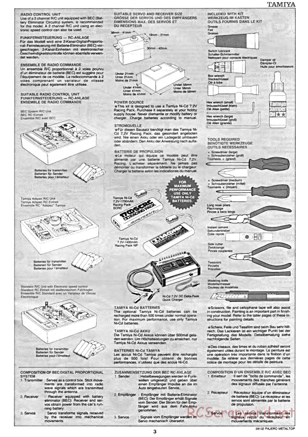 Tamiya - Mitsubishi Pajero Metaltop Wide - CC-01 Chassis - Manual - Page 3