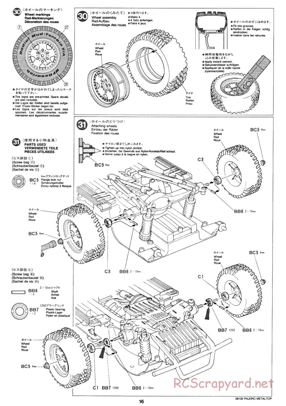 Tamiya - Mitsubishi Pajero Metaltop Wide - CC-01 Chassis - Manual - Page 16