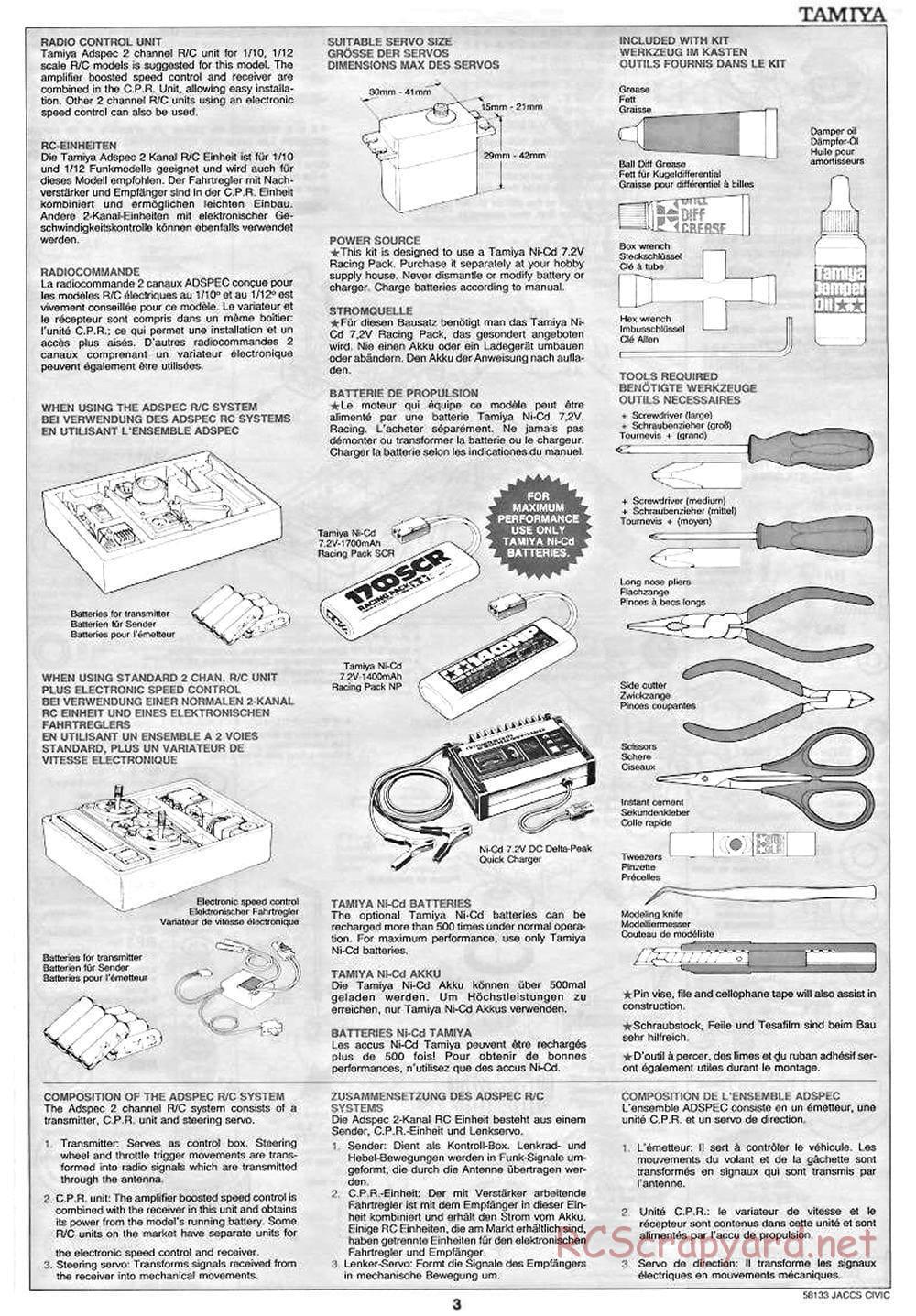 Tamiya - JACCS Honda Civic - FF-01 Chassis - Manual - Page 3