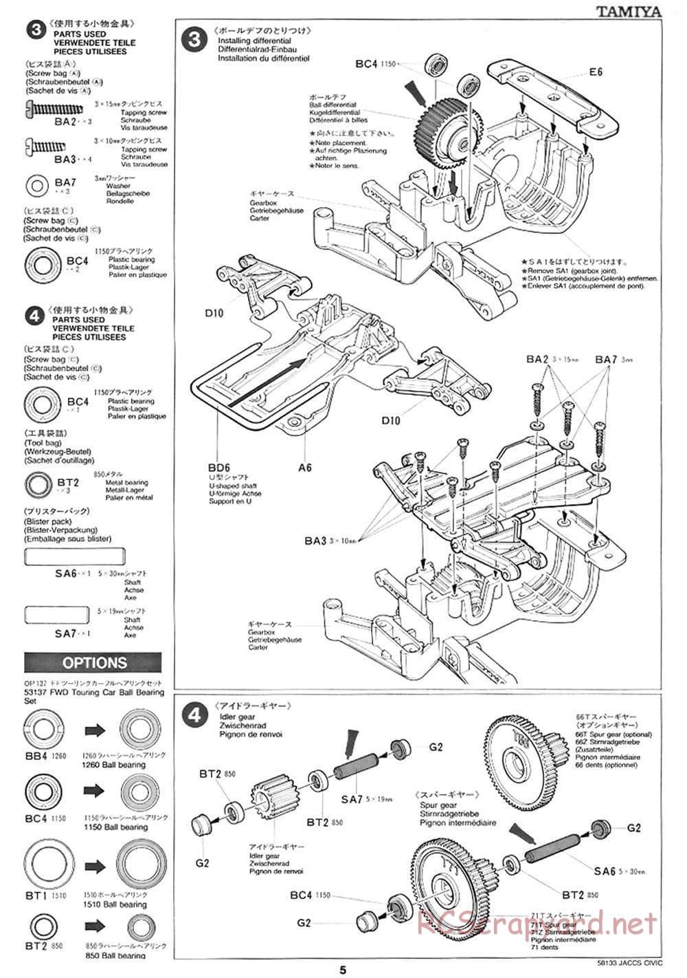 Tamiya - JACCS Honda Civic - FF-01 Chassis - Manual - Page 5