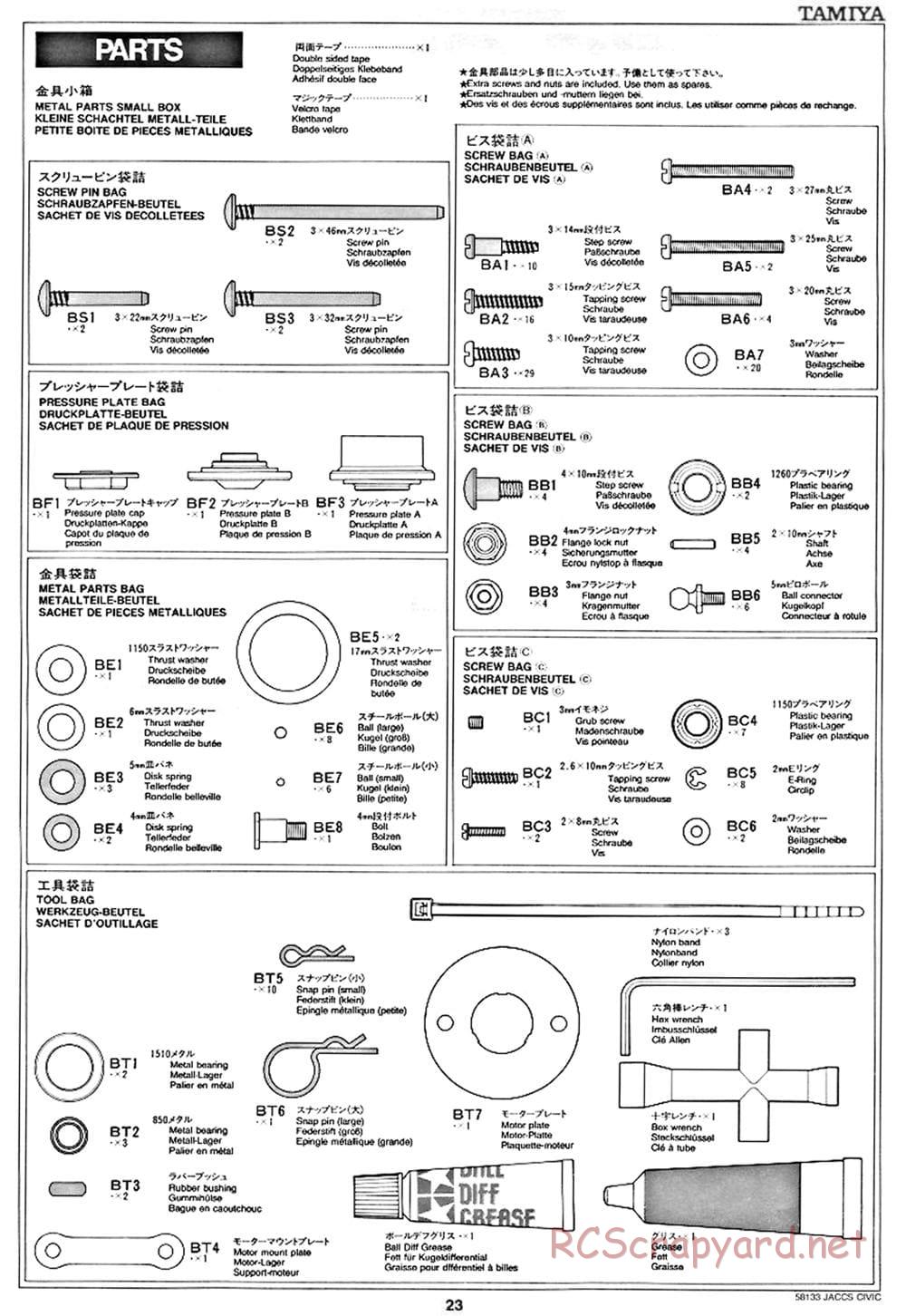 Tamiya - JACCS Honda Civic - FF-01 Chassis - Manual - Page 23