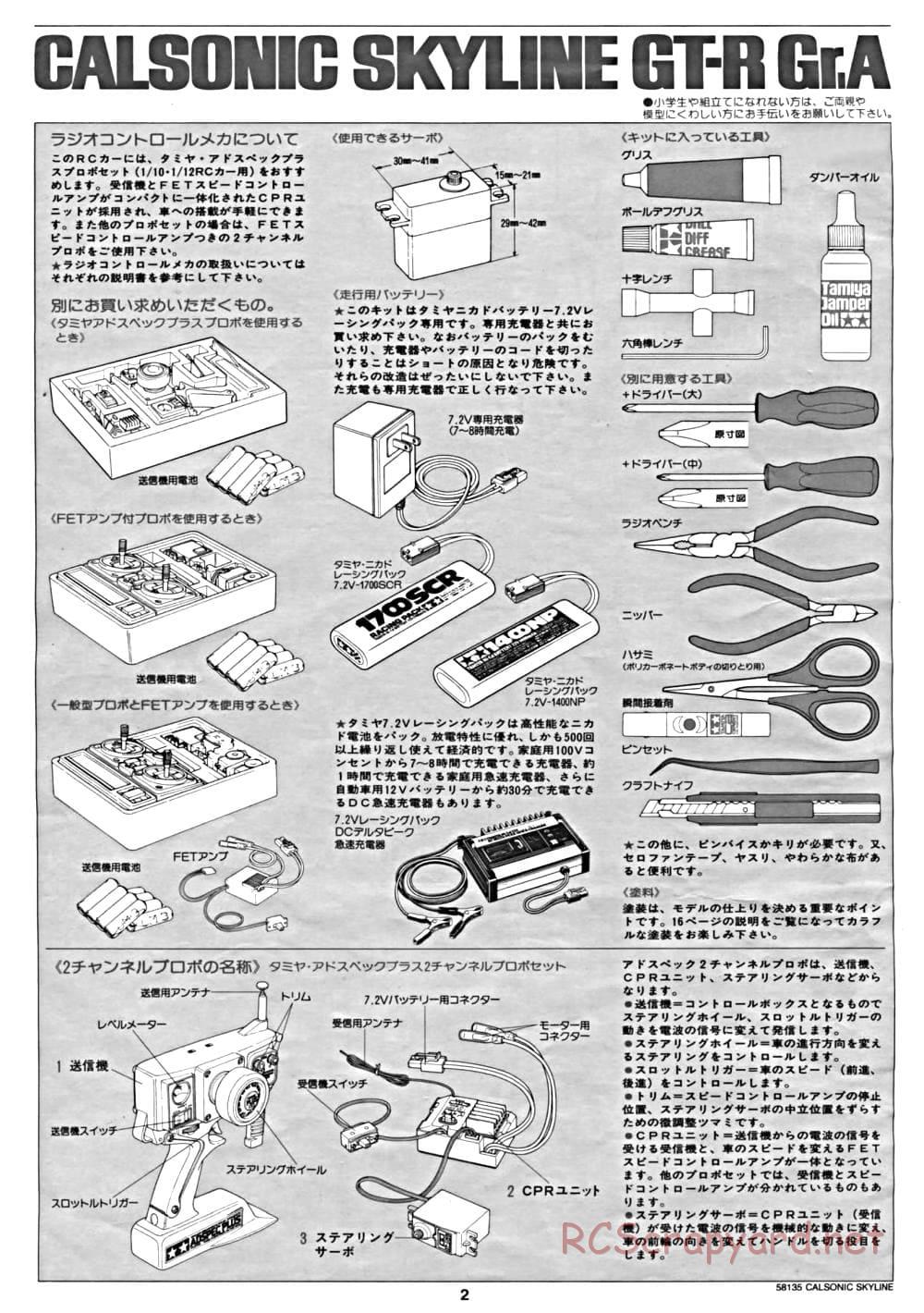 Tamiya - Calsonic Skyline GT-R Gr.A - TA-02 Chassis - Manual - Page 2