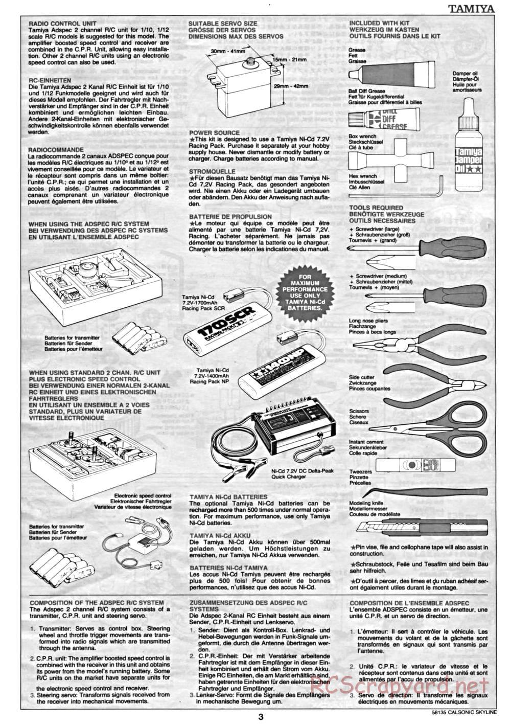 Tamiya - Calsonic Skyline GT-R Gr.A - TA-02 Chassis - Manual - Page 3