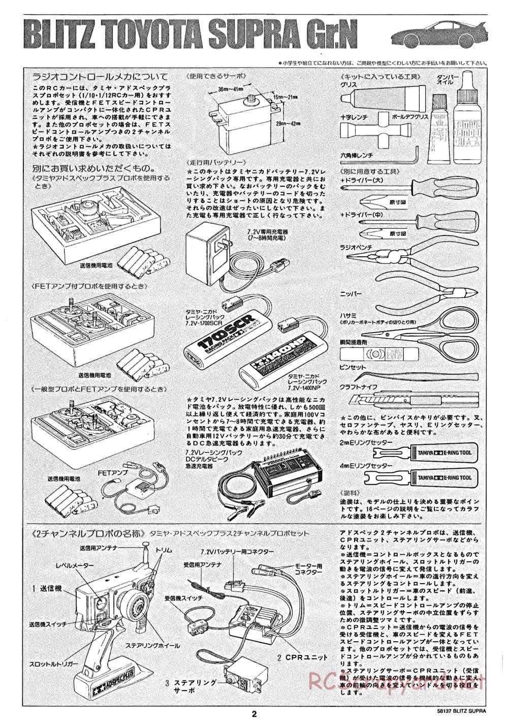 Tamiya - Blitz Toyota Supra Gr.N - TA-02 Chassis - Manual - Page 2