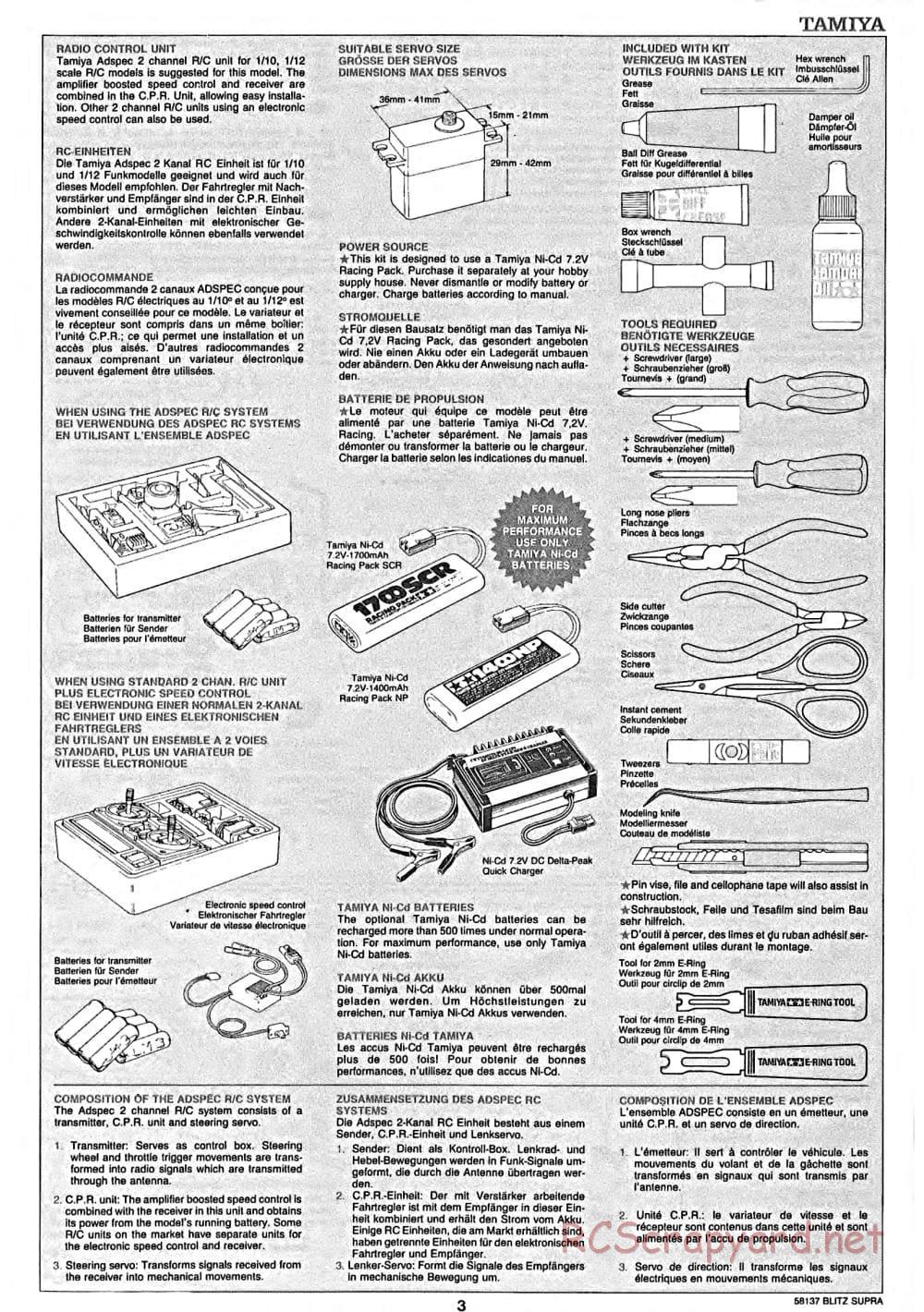 Tamiya - Blitz Toyota Supra Gr.N - TA-02 Chassis - Manual - Page 3