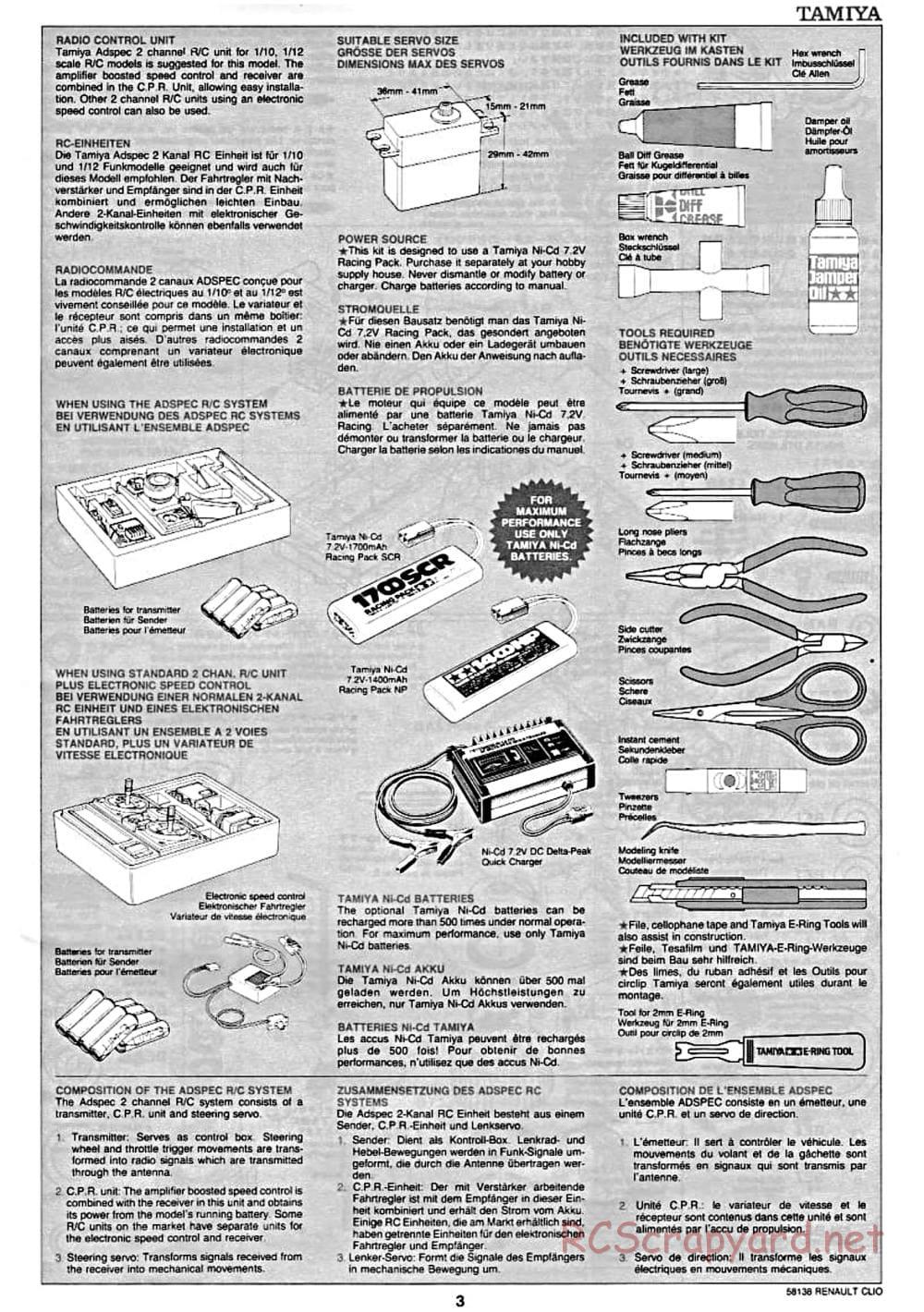 Tamiya - Renault Clio Williams Chassis - Manual - Page 3