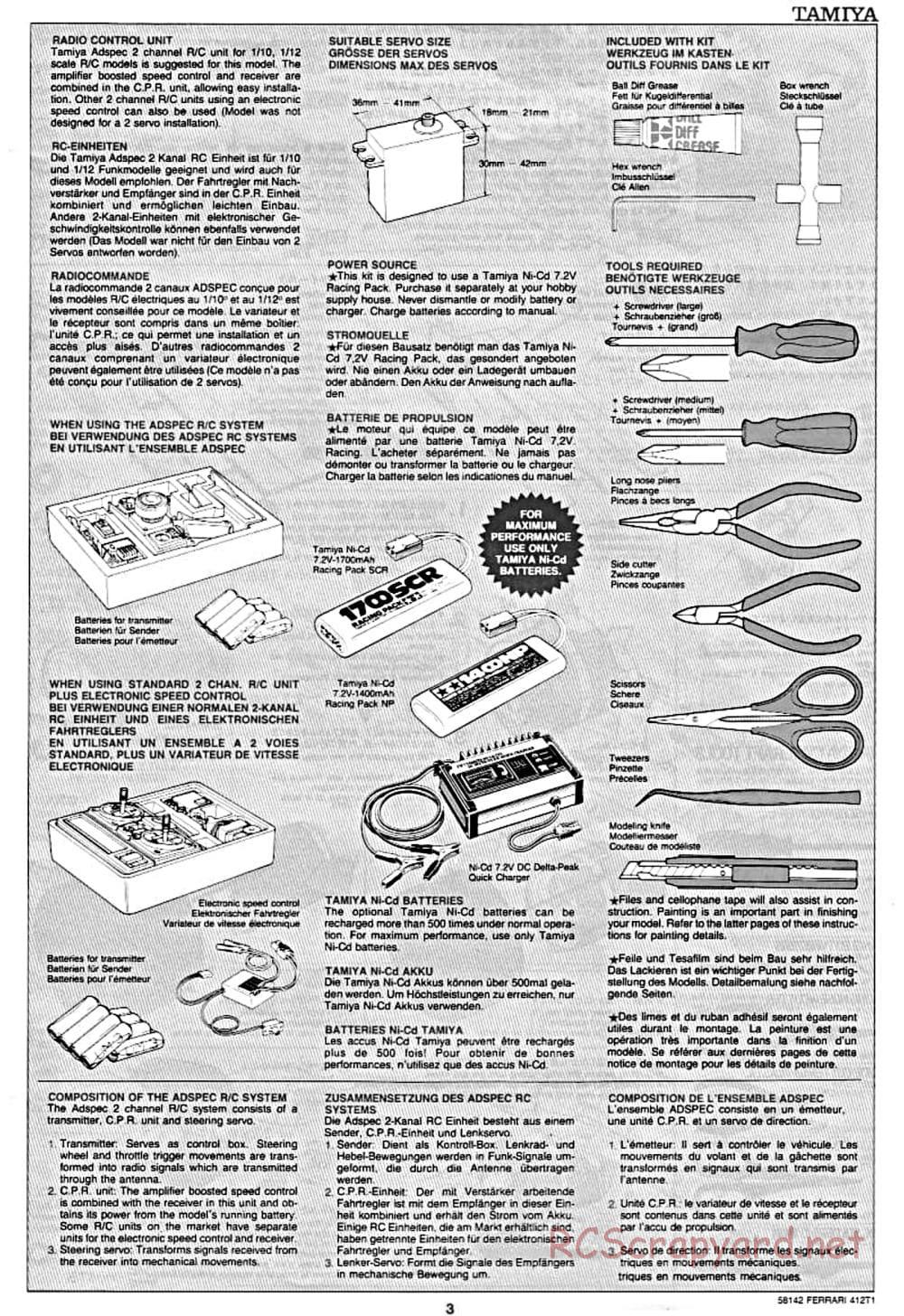 Tamiya - Ferrari 412T1 - F103 Chassis - Manual - Page 3